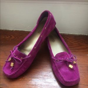 Purple suede Michael Kors loafers